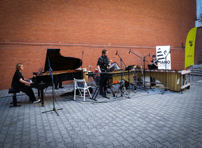 Publicul savurând un moment artistic la Piano Express Locuri ale memoriei 2024.